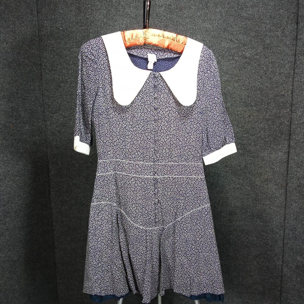 1960's Vintage Navy and White Floral Rayon Short Dress Made in Finland